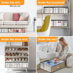 StorageRight Under Bed Storage Bags 10 Pack, 40L Large Clothes & Comforter Storage Containers with Clear Window, Breathable Fabric Organizer for Blankets, Bedding, Seasonal Clothing, Beige