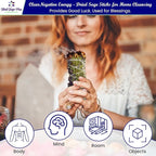 Sage Smudge Kit for Cleansing Negative Energy, Home and Creating The Energy of Happiness Rosemary & Lavender Sage Smudge Sticks with White Sage Pack of 3