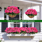 Artificial Geraniums Flowers for Outdoors Spring Decor, 8 Bundles UV Resistant Fake Geraniums Flowers Silk Faux Plants for Home Planter Gardens Table Patio Porch Indoor Summer Cemetery Decor(Pink)