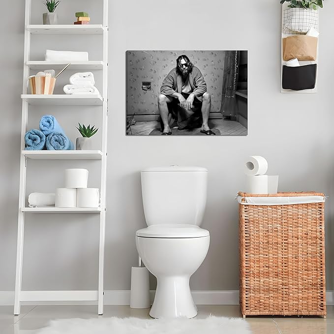 Funny Bathroom Wall Decor for Room Aesthetics - 90s Movie Posters Black and White Wall Art, Toilet Humour Amusing Cool Wall Art Funny Bathroom Signs 16x24 in