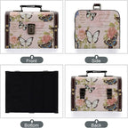ELLDOO Butterfly Treasure Chest Box, Wooden + PU Leather Storage Decorative Box for Jewelry Trinkets, Keepsakes box for Girls Women Gifts