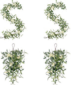 Pinkpum 20'' Eucalyptus Wreath 22'' Teardrop Swags Set 4 for Front Door Fireplace Hanging Porch Wall Home Window Kitchen Decor Farmhouse Garden Party Indoor Outdoor Summer Spring Fall All Seasons