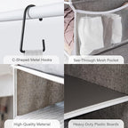 StorageWorks 5-Shelf Hanging Shelves for Closet, Foldable Hanging Closet Organizers with 2 Side Pockets, Portable Clothes Organizers for Bedroom, Wardrobe, 12 1⁄2" D x 15" W x 48" H, Gray