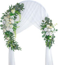 Lisuun Wedding Arch Flowers, Artificial Flowers for Decoration, 2pcs Flower Swag and 1 pcs Semi-Sheer Chiffon Table Runner Swag for Beautiful Dream Wedding Ceremony Floral Decor - Pack of 3