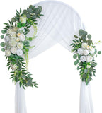 Lisuun Wedding Arch Flowers, Artificial Flowers for Decoration, 2pcs Flower Swag and 1 pcs Semi-Sheer Chiffon Table Runner Swag for Beautiful Dream Wedding Ceremony Floral Decor - Pack of 3