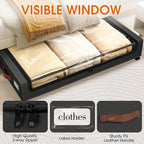 Under Bed Storage with Wheels 3Pack Storage Containers with Clear Window&Label Under Bed Drawers Rolling Under Bed Storage for Clothes,Shoes, Blankets (30.71 x 16.93 x 6.69 in, Black)