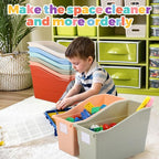 Suzile Interlocking Plastic Book Bins Bulk Classroom Organizers with Labels Magazine File Holder Boho for Teacher Supplies Library Office Home Storage Container(Classic Colors,12 Pcs)