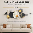 JFUJFU Modern Geometric Wall Art Sculpture - Large Abstract 3D Metal Decor for Living Room & Bedroom