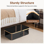 StorageWorks Underbed Storage Containers with Lids, 2-Pack 7" Low Profile Under Bed Storage Box with Bamboo Frame for Clothes, Bedding, Blankets and Shoes, 42L Sturdy Fabric Organizer, Black