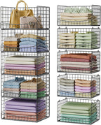 JKsmart 5-Tier Stackable Closet Organizers and Storage Shelves,Extend Clothing Closet Shelf Bins for Jeans Pants Sweaters - Wardrobe Cupboard Clothes Organizer System-Wider Mouth Design