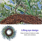 26'' Large Lavender & Eucalyptus Wreath for Front Door - Artificial Eucalyptus Leaves Greenery Outdoor Wreath for Wedding Farmhouse Porch Wall Room Home Decor (Blue)
