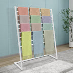 10 Tier Metal Scarf Organizer Holder, Freestanding Scarf Rack, Scarf Holder Organizer for Commercial Clothing Retail Store Towel Rack Ties Belt Pants Hanging (White, 47.24 * 15.75 * 57.09in)
