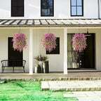 Homsunny Artificial Fake Hanging Plants Flowers Baskets for Outdoor Outside Spring Decor,Faux Silk Daisy UV Resistant Look Real Summer Decorations for Home Porch Patio Yard Garden(Light Purple
