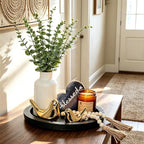 Rustic Modern Farmhouse Decor Set of 7 for Home Decor Living Room, Kitchen Counter, or Coffee Table Centerpieces Decor, Wood Round Decorative Tray Gifts for Women Men