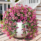 Artificial Flowers for Outdoors, 2 Pcs Fake Hanging Flowers Plants Outdoors Spring Summer Decoration, UV Resistant Faux Flower for Outdoor Planters Porch Patio Yard Home Decor(Gradient Purple Red)