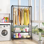 SINGAYE Coat Clothes Storage Organizer Garmen Rack Portable Closet Clothing Racks for Hanging Clothes Heavy Duty Freestanding Wardrobe Laundry with Shelves Black 11.5" D x 32" W x 72" H
