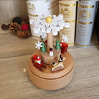 Natural Solid Wood Handcrafted Beech Wooden, Musical FigureTotoro/Carousel/Fairy/Ballerina Figurine,Rotating Hand Crank Mechanism Music Box,Musical Decorations (Merry Christmas)
