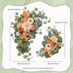 Odouzy Artificial Wedding Arch Flowers for Wedding Sign,Set of 2 for Wedding Welcome Ceremony Sign,Faux Floral Swags,Wedding, Banquet and Reception Backdrop Floral Decoration (Orange)