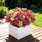 24 Bundles Artificial Flowers for Outdoor Faux Plants for Spring Summer Decoration, UV Resistant Realistic Silk Plastic Fake Flowers Garden Porch Patio Balcony Yard Front Home Decor