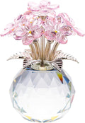 Qianwei Pink Forget Me Not Crystal Flowers - Sympathy Glass Flowers Collectible Figurines Decor Paperweight Ornament Home Office Table Desk Decorations