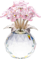 Qianwei Pink Forget Me Not Crystal Flowers - Sympathy Glass Flowers Collectible Figurines Decor Paperweight Ornament Home Office Table Desk Decorations