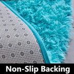 FJZFING Blue Round Rug Ultra-Soft Plush Modern 5x5 Circle Area Rug for Kid's Bedroom, Fluffy Shag Circular Rug for Nursery Room, Non-Slip Home Decor Cute Blue Carpet for Teen's Room