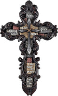 Eagrafts Decorative Resin Wall Cross With Encouraging Words and Phrases, Faux Iron Cross, Home Wall Decor