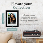 Creative Picture Frames 8.75 x 11.25 Magazine Frame with Full-Strength Glass, Holds Up To A 1/4" Thick Media with Installed Hangers for Easy Mounting, 11x14 Manhattan Black Frame with White Mat