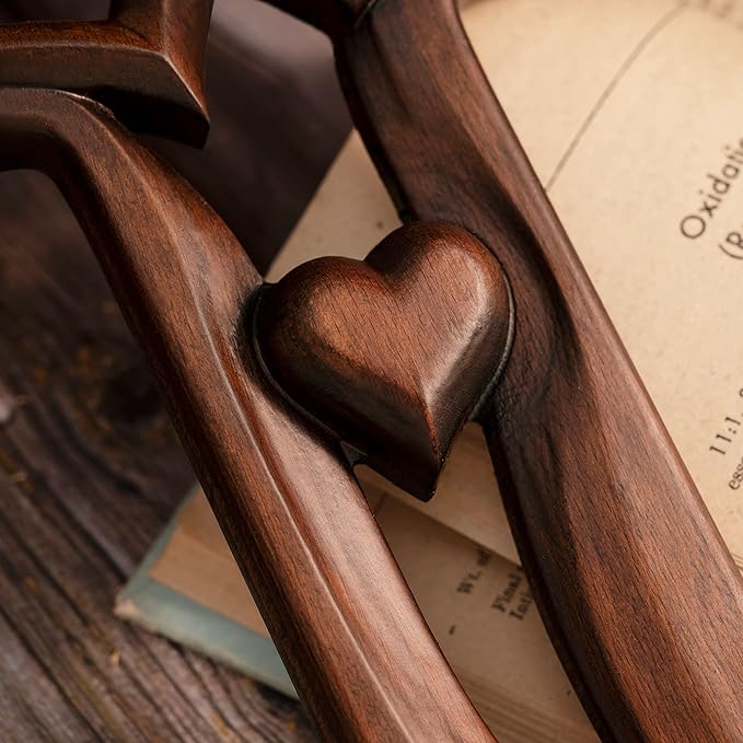 BGCOPPER Marriage Cross for Wall Love Wall Decor, Handmade Wooden Intertwined Heart Wall Cross for Wedding Valentine Christmas Gift - 20 Inch