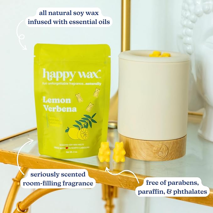 Happy Wax Best Sellers Collection: Natural, Non-Toxic Scented Soy Wax Melts – Total 6oz Variety Pack: Lemon Verbena, Coastal Tide, Eucalyptus Spearmint