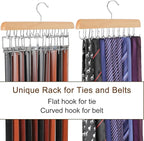 TOPIA HANGER 20 Hooks Belt Tie Hanger Space Saving for Closet, 2 IN 1 Belt Ties Racks Max 30 Belts with 30 Ties Capacity, Curved with Flat Hooks for Belts,Ties,Bras,Closet Organizers and Storage CT69N