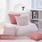 HPUK Decorative Throw Pillow Covers Set of 4 Geometric Design Linen Cushion Cover for Couch Sofa Living Room, 18"x18" inches, Coral