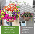 Waipfaru Artificial Flowers for Outdoors, 24 Bundles Faux Plants Outdoor, UV Resistant Artificial Plants Outdoor, Silk Petunias Fake Flowers for Outside Home Decor Planter Porch Decoration, Mix Color