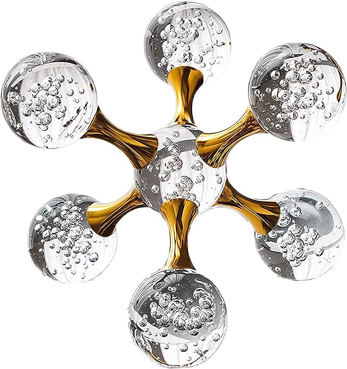 Living Room Decor - 6.7 inch Sparkling Golden Crystal Ball, Gold Modern Western House Decor Aesthetic, Home Decor Living Room, Office, Bookshelf, Bedroom, Entryway, Coffee Table, Desk Accessories