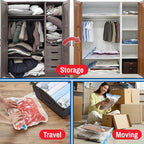 Spacesaver 16 Pack Roll Up Vacuum Storage Bags for Blankets & Clothes - Vacuum Sealed Compression Bags with Hand Pump - Space Saver Storage Bag for Bedding, Moving, Travel & Organization (8S & 8M)