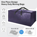 12 Pack Heavy Duty Large Moving Bags W/Backpack Straps - Strong Handles & Zippers, Storage Totes, Fold Flat, Alternative to Moving Box and Storage Bin, Semi-Transparent+Blue+Black