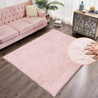 Pink Washable Fluffy 5x8 Area Rugs for Bedroom Plush Faux Rabbit Shag Fur Rug for Living Room Nursery Rug