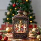 Christmas Snow Globe Lantern Water Glittering Nutcracker Ballet Stage with Music & Timer, USB Lined/Battery Operated Lighted Lantern for Christmas Festival Decoration Gifts