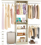 48" Closet Organizer System, 4FT Closet System for Small Closets with 4 Hanging Rods & 3 Shelves, 80"H Small Closet Organizers and Storage for Bedrooms, Cloakrooms, White Oak