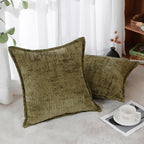 HPUK Fall Chenille Soft Throw Pillow Covers 18x18 Set of 2, Accent Cushion Covers for Living Room, Bedroom, Decorative Solid Color Pillow Covers for Couch, Sofa, Chair, Dusty Green