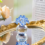 Qianwei Blue Crystal Flowers Figurine - Forget Me Not Gifts Sympathy Glass Flowers Collectible Figurines Decor Paperweight Ornament Home Office Table Desk Decorations