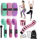 Long and Short Fabric Resistance Bands with Door Anchor, Non-Slip Stretch Booty Bands for Working Out Women & Men, Loop Exercise Elastic Bands for Home Physical Therapy Yoga Pilates