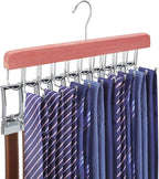 TOPIA HANGER Cedar 2 in 1 Belt Tie Hanger for Closet Max 30 Belts with 30 Ties Capacity, 20 Hooks Belt Tie Racks Hanger for Closet Organizer Storage “U” Fit Belt and “一” Fit Tie - CT53C