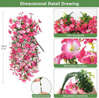 Artificial Fake Hanging Flowers Plants for Outdoor Spring Decoration,2 PCS Faux Silk Morning Glory with Eucalyptus Leaves,UV Resistant Realistic Trailing Vines for Balcony Porch Patio Yard Garden