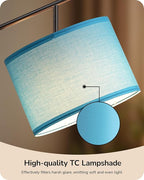 EDISHINE Modern Floor Lamps for Living Room, 64.7" Minimalist Standing Lamp with 3 Color Temperatures Bulb & Adjustable Linen Shade, Foot Pedal Switch, Arc Tall Lamp for Office Bedroom, Blue Shade