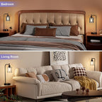 Innqoo Industrial Touch Bedroom Lamps for Bedrooms Set of 2-3-Way Dimmable Table Lamps with USB C+A Ports and Outlet, Bedside Lamps with Gray Glass Shade for Living Room, Desk Lamps for Home Office