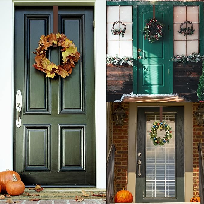ZMCINER Adjustable Wreath Hanger, 15-25 Inch, 20 lbs, Brushed Red, Perfect for Christmas & Fall Wreaths