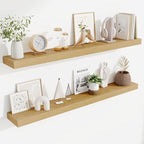 Fun Memories Floating Shelves 48 Inch, Extra Large Wood Shelf Set of 2, Hanging Wall Shelves for Bathroom, Living Room, Kitchen, Bedroom, Oak