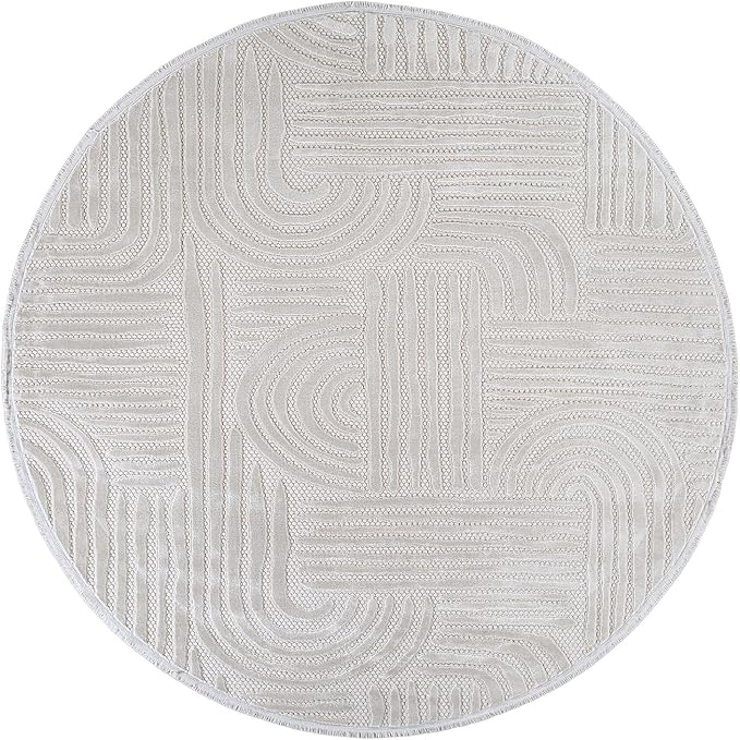 Modern Indoor Rug Orbit 6 Round Area Rugs for Living Room Luxury Kitchen Bedroom Durable Soft Geometric Durable Low and High Pile Stain Resistant Non Shedding Area Carpet 6 Round