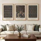 Framed Vintage William Morris Canvas Wall Art Set of 3, Nature Rustic Botanical Artwork for Walls, Retro Classic Floral Illustrations Paintings Pictures for Living Room, Bedroom, Dining Room, Hallway, Office Wall Decor, Total Size 30x60 in